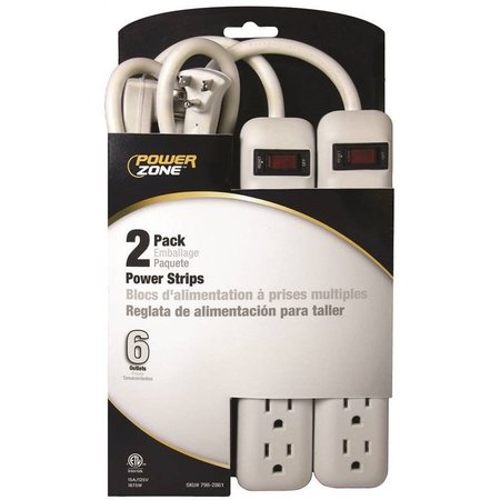 POWERZONE Strip 6 Outlet 18In Cord 2Pk OR7000X2
